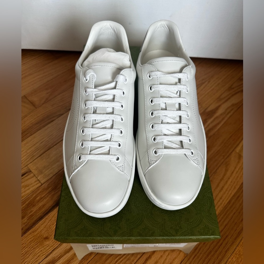 Authentic Gucci Men's Ace Sneakers White Leather, Interlocking G Logo